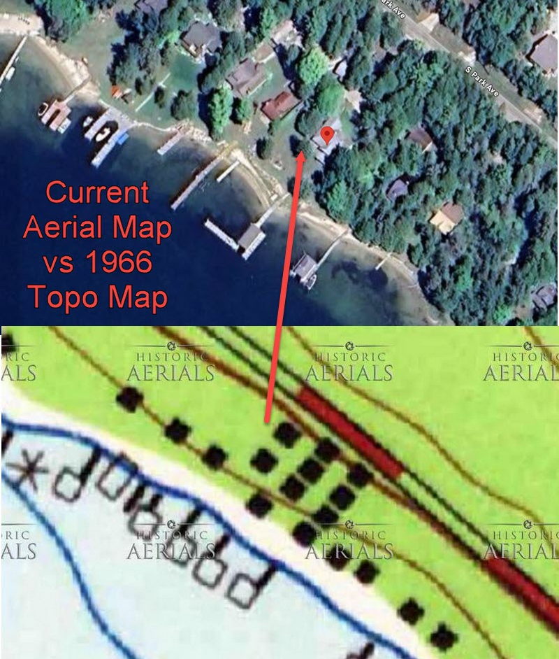 Berlins Resort (Dr. Bohns Cottages, Dr Bohns Resort) - Aerial Map Vs 1966 Topo